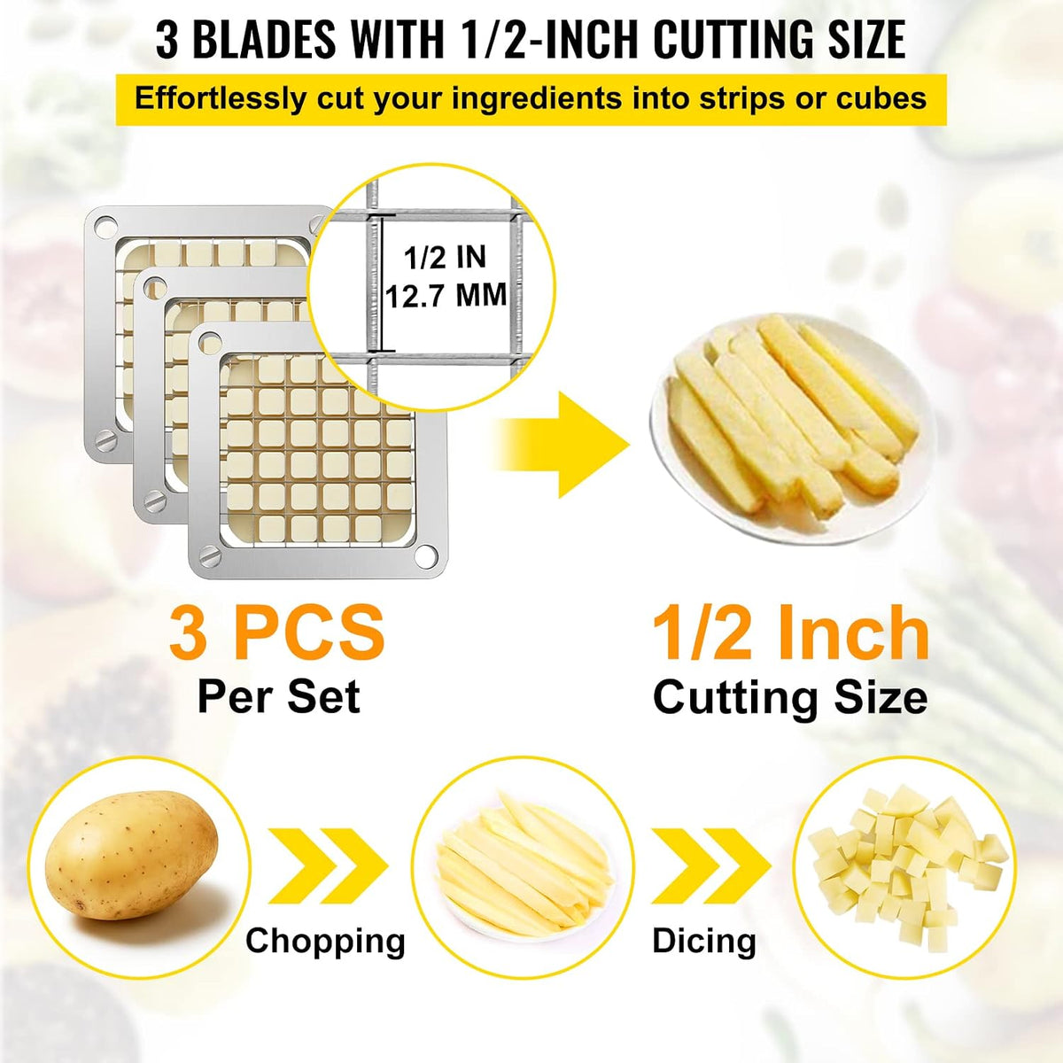 Commercial French Fry Cutter, 4 Blades Lever Vegetable Chopper
