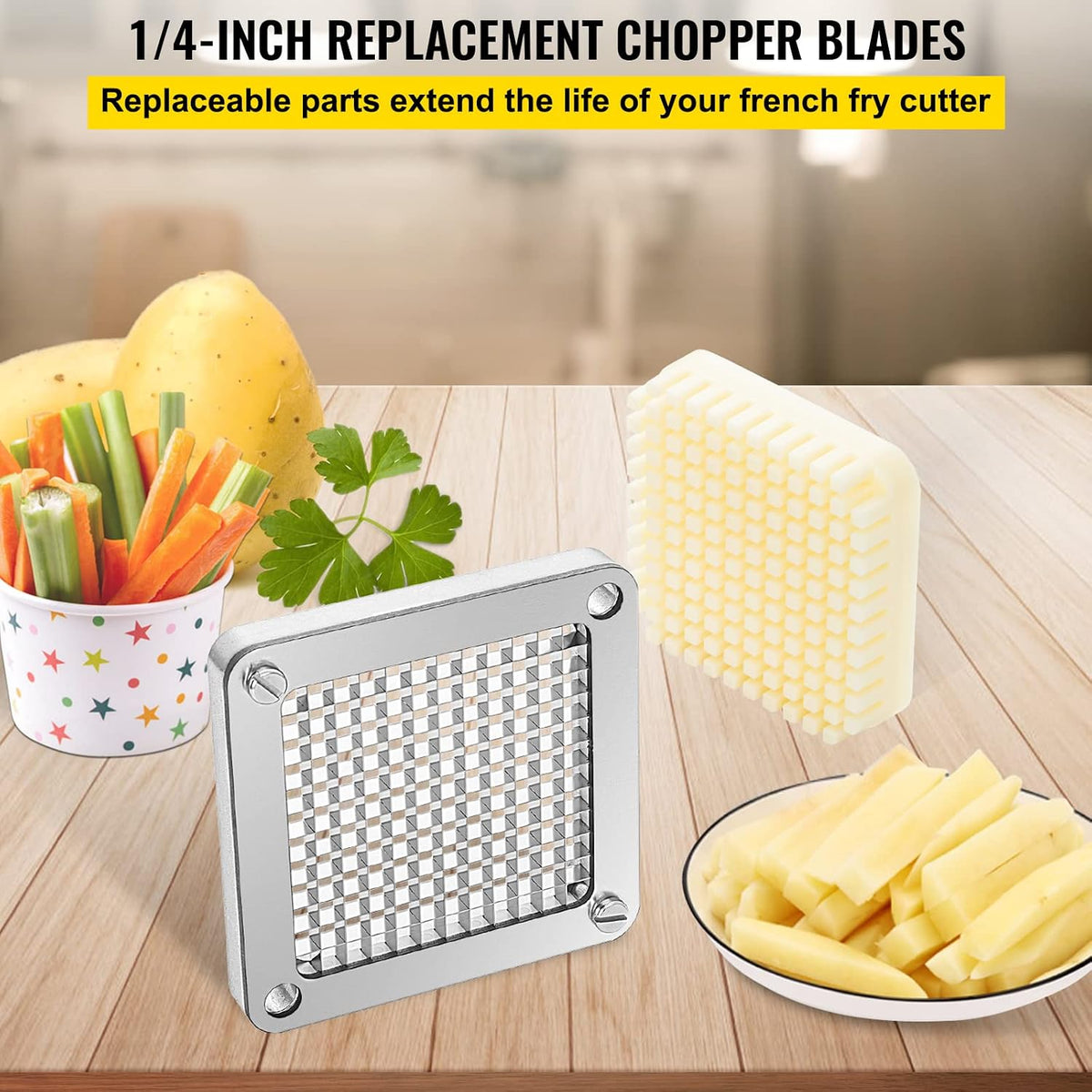 Commercial French Fry Cutter, 4 Blades Lever Vegetable Chopper