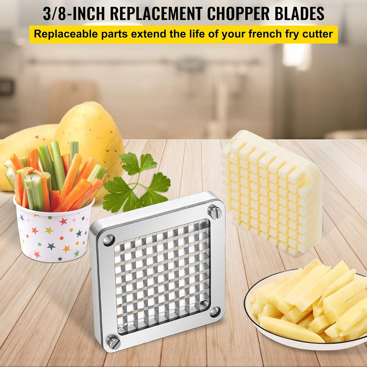 Commercial French Fry Cutter, 4 Blades Lever Vegetable Chopper