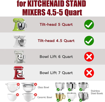 Silicone Bowl Liners for 5 Qt KitchenAid Mixers, 3 Liners with Lid