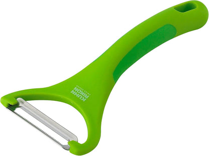 Piranha Y Peeler with Serrated Stainless Steel Blade, Green, 6.25 inches