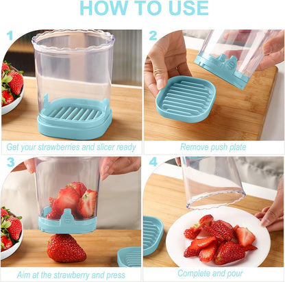 Fruit Slicer Cup: Strawberry Slicer, Strawberries Cutter Cup, Speed Cutter for Banana Grape Egg Kitchen Portable Slicing Tool(Pink)
