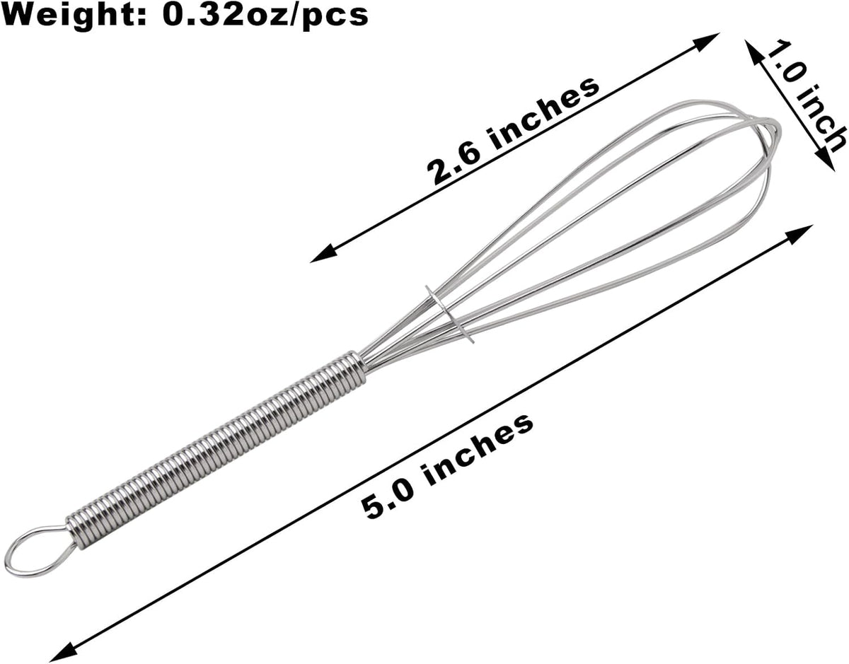 5 Inch Endurance Stainless Steel Mini Whisk/Egg Beater, Set of 12