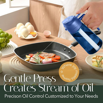 16oz/470ml Light Blocking Oil Sprayer for Cooking (Black) | Food-Grade 2 in 1 Olive Oil Dispenser Bottle for Kitchen, Premium Dark Amber Glass Oil Bottle for Air Fryer, BBQ