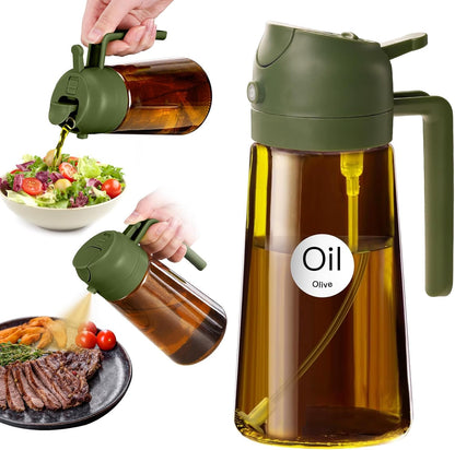 16oz/470ml Light Blocking Oil Sprayer for Cooking (Black) | Food-Grade 2 in 1 Olive Oil Dispenser Bottle for Kitchen, Premium Dark Amber Glass Oil Bottle for Air Fryer, BBQ