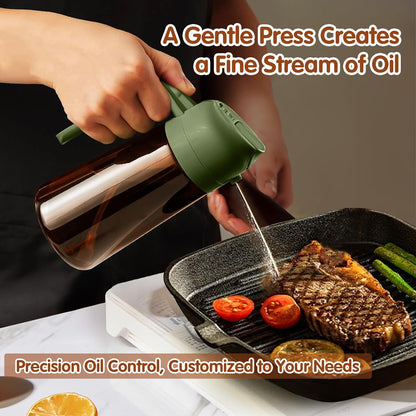 16oz/470ml Light Blocking Oil Sprayer for Cooking (Black) | Food-Grade 2 in 1 Olive Oil Dispenser Bottle for Kitchen, Premium Dark Amber Glass Oil Bottle for Air Fryer, BBQ