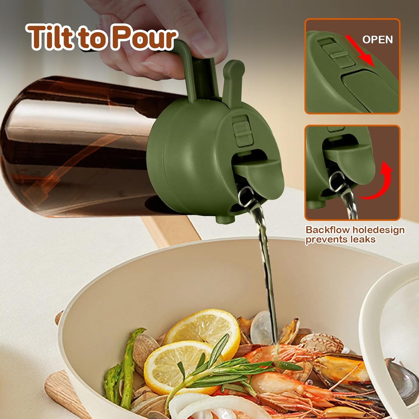 16oz/470ml Light Blocking Oil Sprayer for Cooking (Black) | Food-Grade 2 in 1 Olive Oil Dispenser Bottle for Kitchen, Premium Dark Amber Glass Oil Bottle for Air Fryer, BBQ