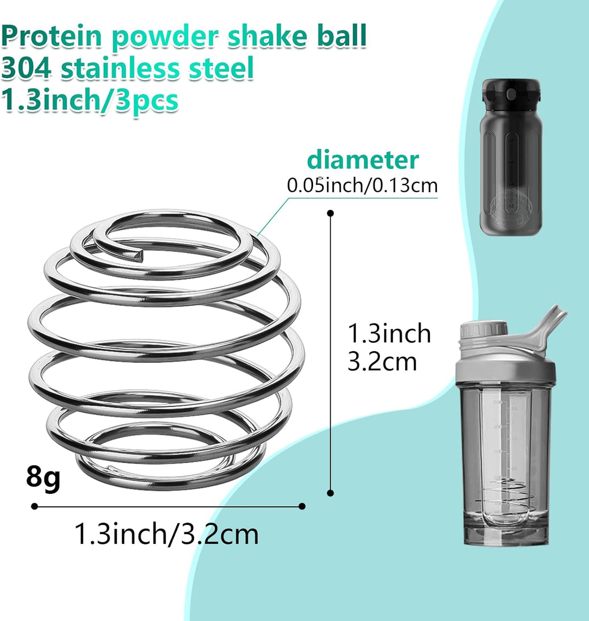 4 Pcs 1.3Inch Small Size Shaker Balls for Protein Shakes,Milkshake and Salad Dressing,304 Stainless Steel Shaker Ball (4, 1.3 Inch)
