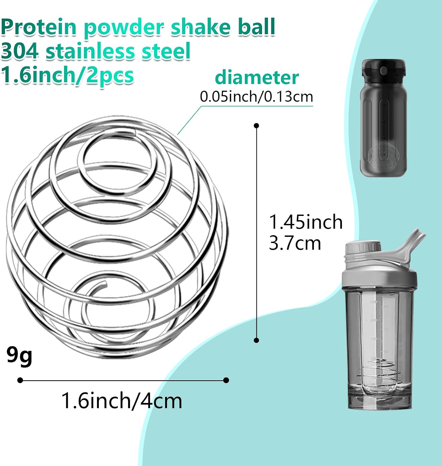 4 Pcs 1.3Inch Small Size Shaker Balls for Protein Shakes,Milkshake and Salad Dressing,304 Stainless Steel Shaker Ball (4, 1.3 Inch)