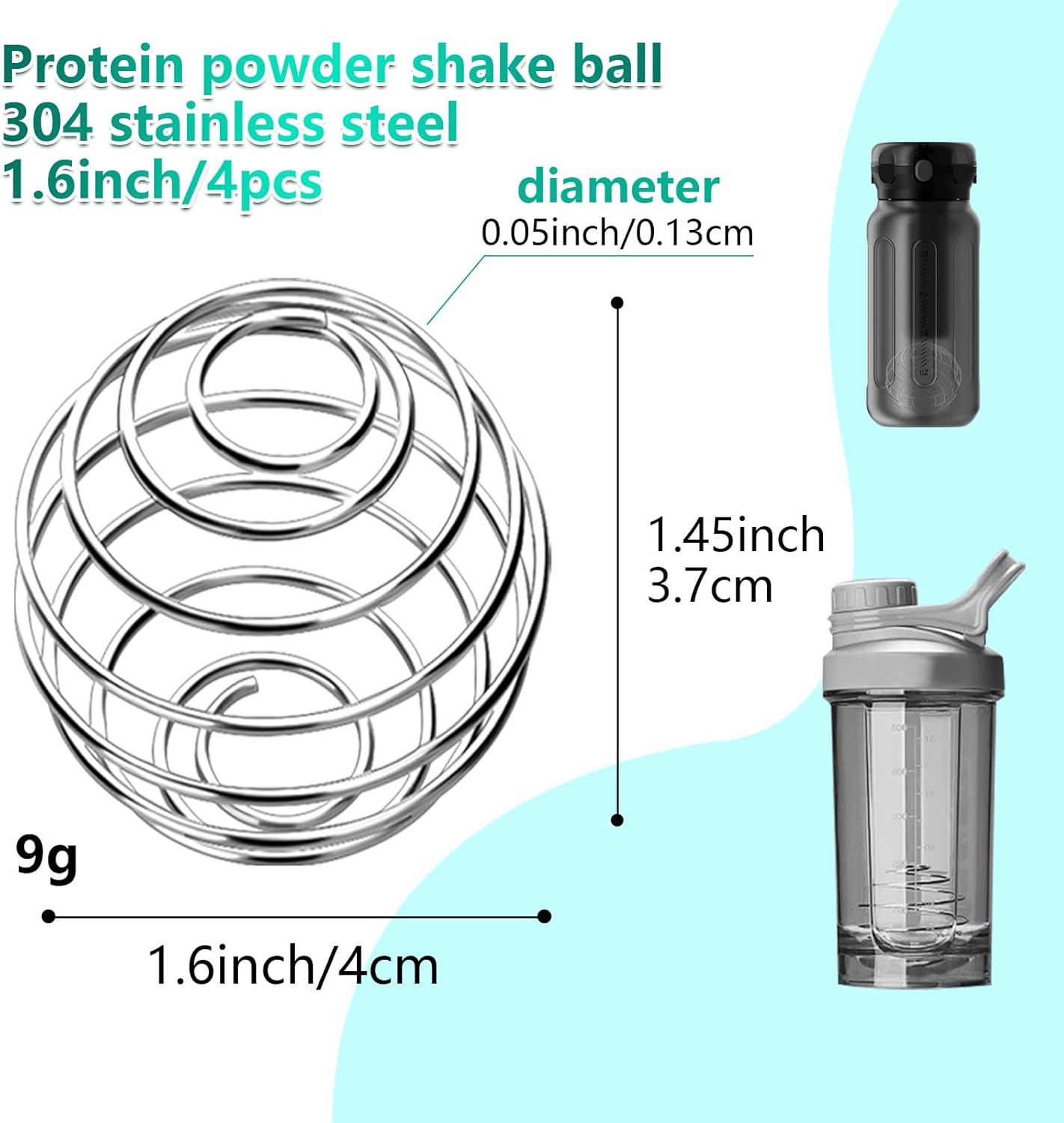 4 Pcs 1.3Inch Small Size Shaker Balls for Protein Shakes,Milkshake and Salad Dressing,304 Stainless Steel Shaker Ball (4, 1.3 Inch)