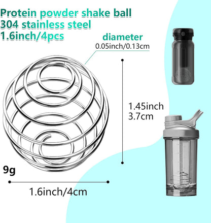 4 Pcs 1.3Inch Small Size Shaker Balls for Protein Shakes,Milkshake and Salad Dressing,304 Stainless Steel Shaker Ball (4, 1.3 Inch)