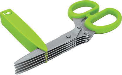 Multi Blade Herb Scissors with Blade Cleaner, 8-inch, Green