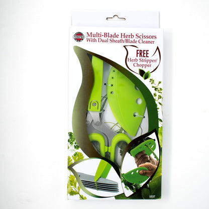 Multi Blade Herb Scissors with Blade Cleaner, 8-inch, Green