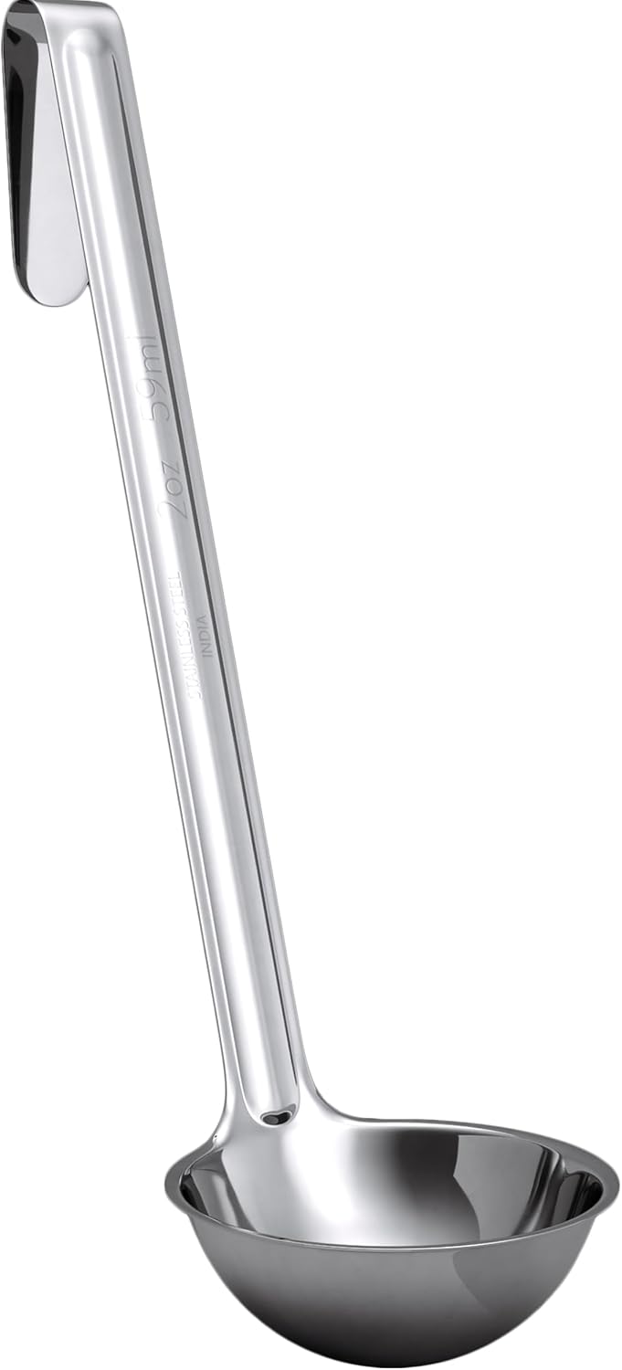Sturdy, Ergonomic Combo Sizes Ladles 5 Pk. 1 2 4 6 8 Oz Stainless Steel Ladle with Long Handles. Best Kitchen Supplies for Stirring, Portioning and Serving Soup, Chili and Stew in Restaurants and Home