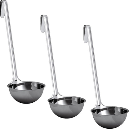 Sturdy, Ergonomic Combo Sizes Ladles 5 Pk. 1 2 4 6 8 Oz Stainless Steel Ladle with Long Handles. Best Kitchen Supplies for Stirring, Portioning and Serving Soup, Chili and Stew in Restaurants and Home