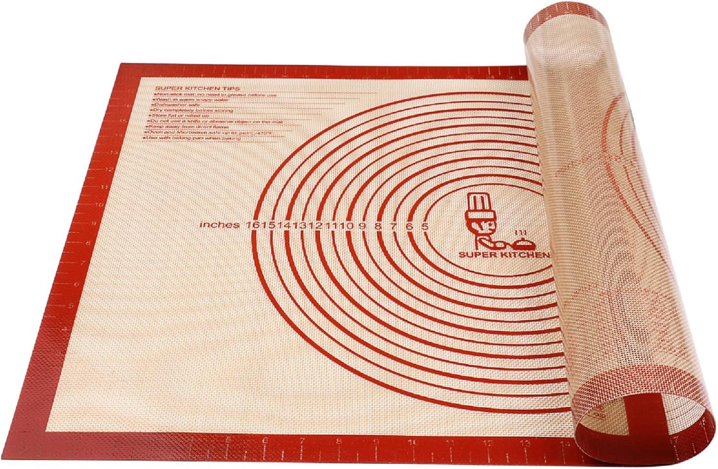 Non-slip Silicone Pastry Mat Extra Large Measurements 28''x 20'' Baking Mat | Silicone Baking Mat Counter Dough Rolling Oven Liner Fondant / Pie Crust Sourdough Bread Supplies - Red