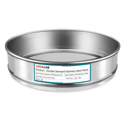 7.9" (20cm) 304 Stainless Steel Lab Sieve, 80 Mesh (0.2mm) Screen Sifter - Colors B