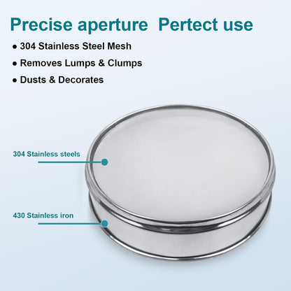 7.9" (20cm) 304 Stainless Steel Lab Sieve, 80 Mesh (0.2mm) Screen Sifter - Colors B
