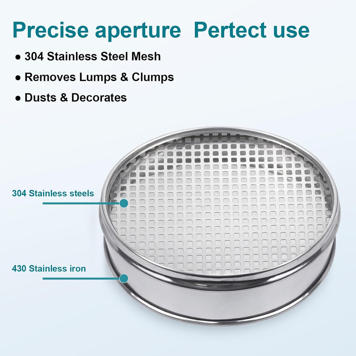7.9" (20cm) 304 Stainless Steel Lab Sieve, 80 Mesh (0.2mm) Screen Sifter - Colors B