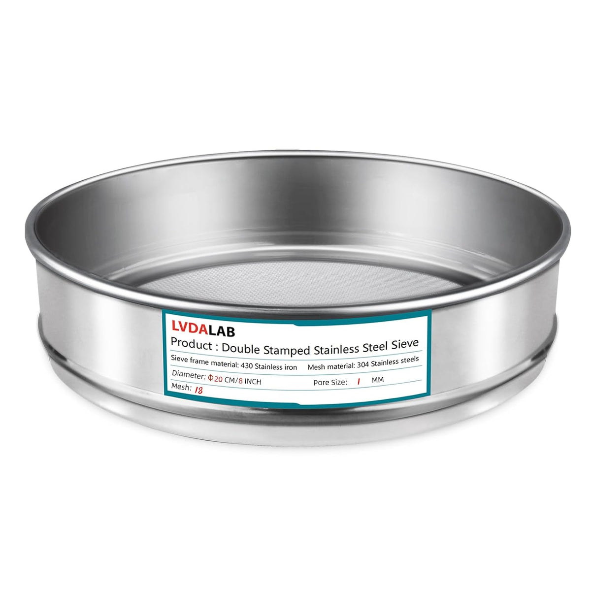 7.9" (20cm) 304 Stainless Steel Lab Sieve, 80 Mesh (0.2mm) Screen Sifter - Colors B