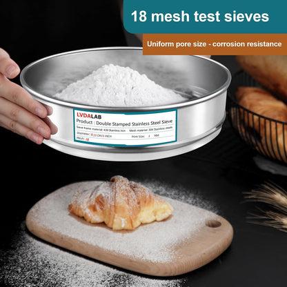 7.9" (20cm) 304 Stainless Steel Lab Sieve, 80 Mesh (0.2mm) Screen Sifter - Colors B