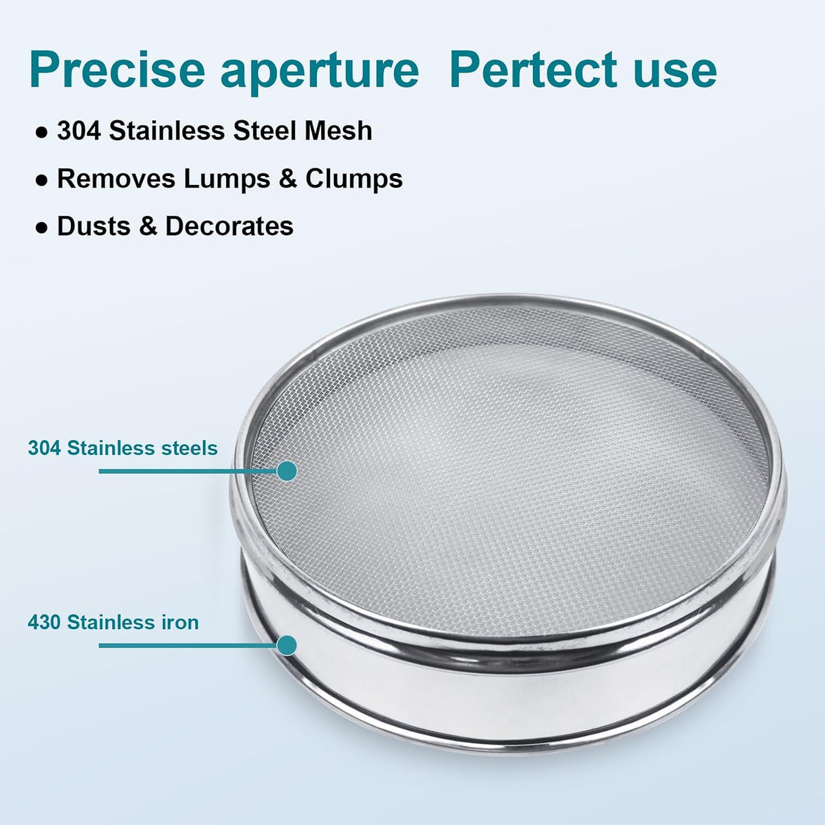 7.9" (20cm) 304 Stainless Steel Lab Sieve, 80 Mesh (0.2mm) Screen Sifter - Colors B