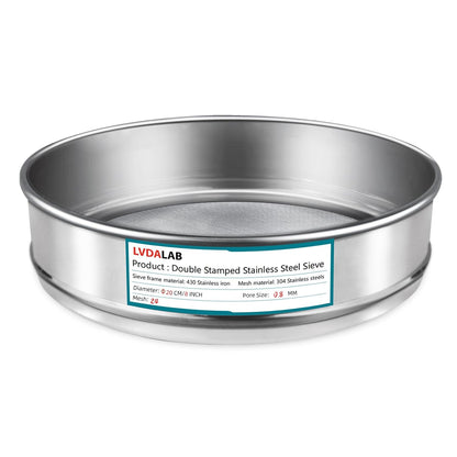 7.9" (20cm) 304 Stainless Steel Lab Sieve, 80 Mesh (0.2mm) Screen Sifter - Colors B