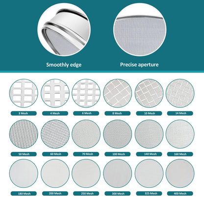 7.9" (20cm) 304 Stainless Steel Lab Sieve, 80 Mesh (0.2mm) Screen Sifter - Colors B