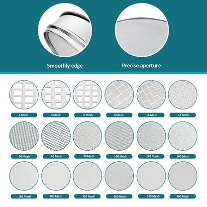 7.9" (20cm) 304 Stainless Steel Lab Sieve, 80 Mesh (0.2mm) Screen Sifter - Colors B