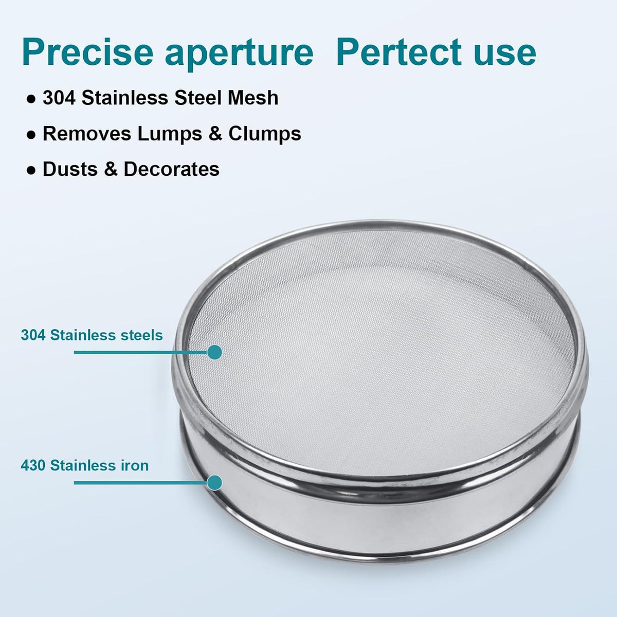7.9" (20cm) 304 Stainless Steel Lab Sieve, 80 Mesh (0.2mm) Screen Sifter - Colors B