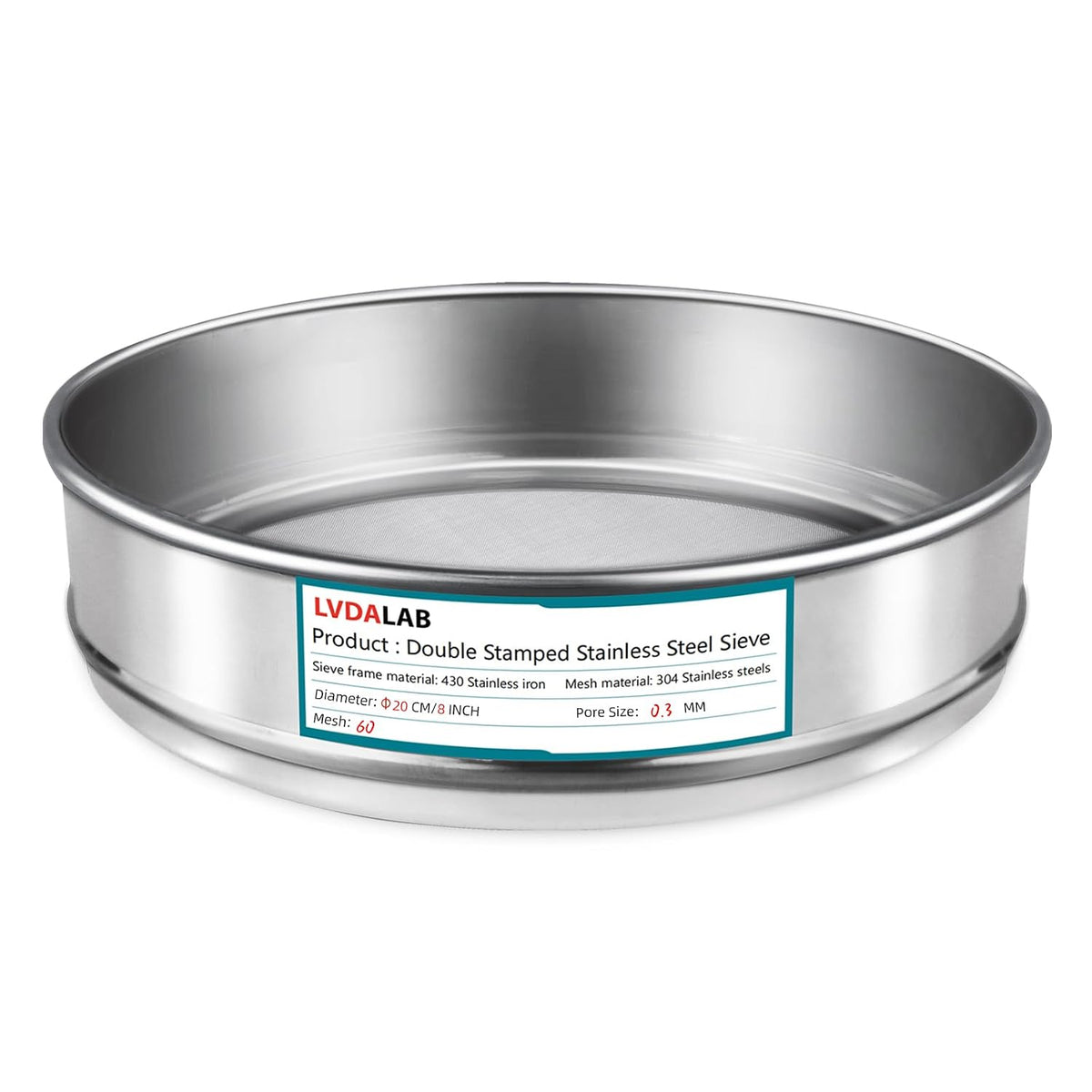 7.9" (20cm) 304 Stainless Steel Lab Sieve, 80 Mesh (0.2mm) Screen Sifter - Colors B