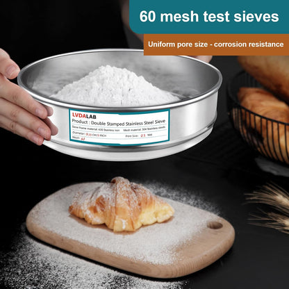 7.9" (20cm) 304 Stainless Steel Lab Sieve, 80 Mesh (0.2mm) Screen Sifter - Colors B