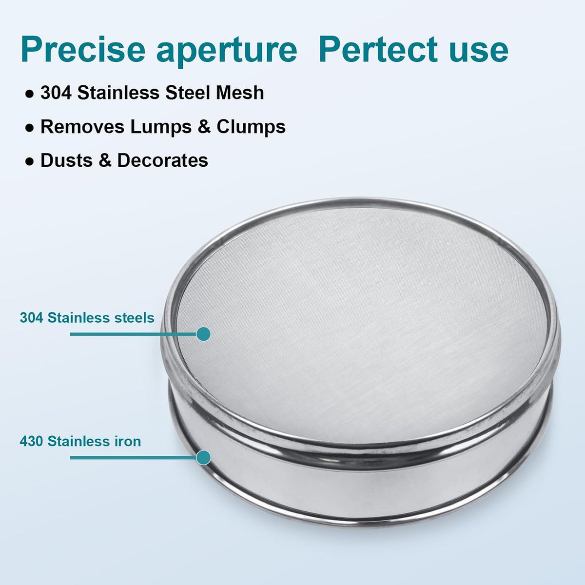 7.9" (20cm) 304 Stainless Steel Lab Sieve, 80 Mesh (0.2mm) Screen Sifter - Colors B
