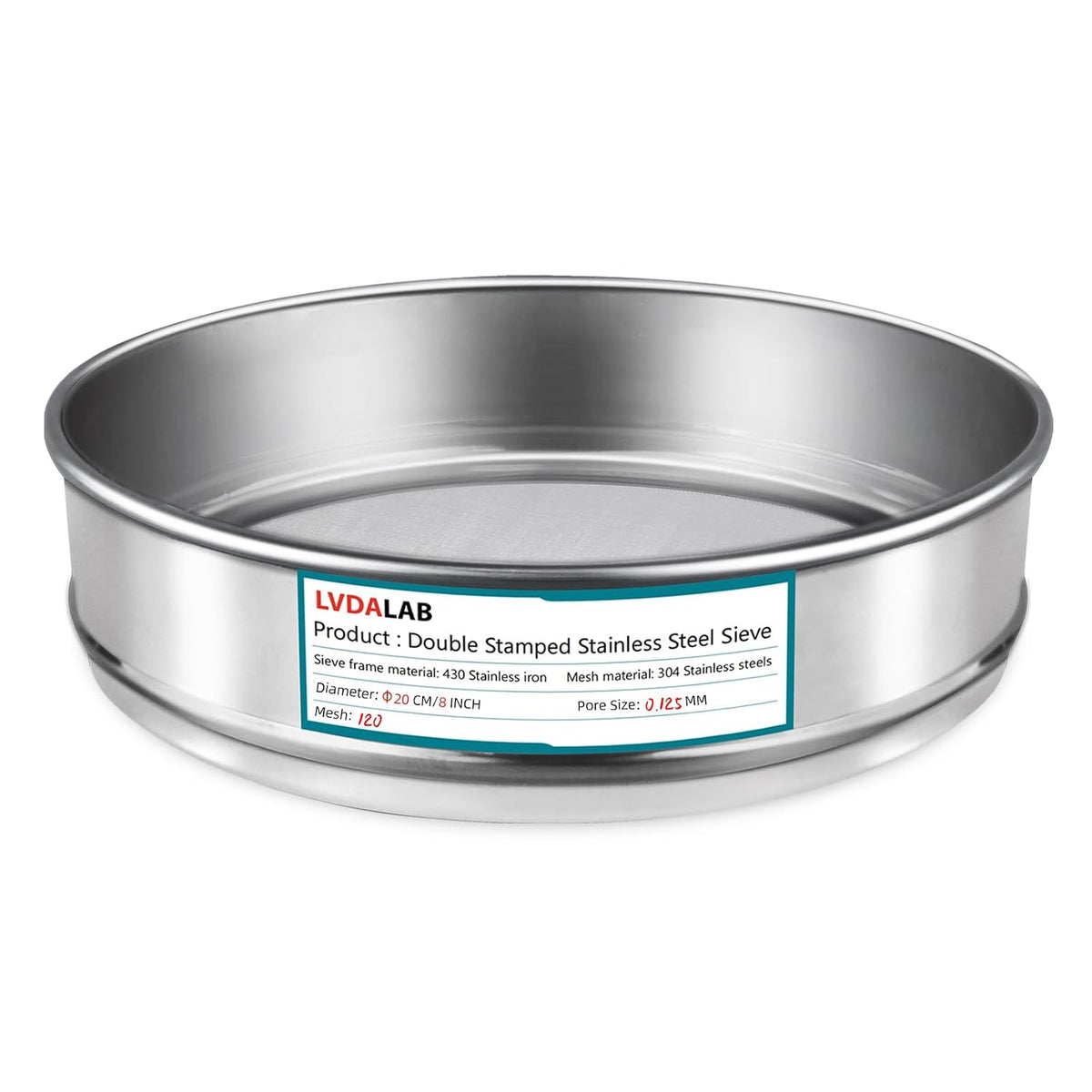 7.9" (20cm) 304 Stainless Steel Lab Sieve, 80 Mesh (0.2mm) Screen Sifter - Colors B