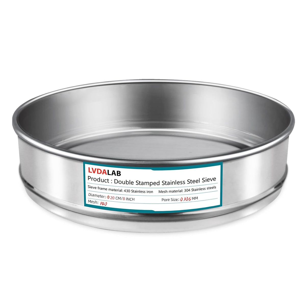 7.9" (20cm) 304 Stainless Steel Lab Sieve, 80 Mesh (0.2mm) Screen Sifter - Colors B