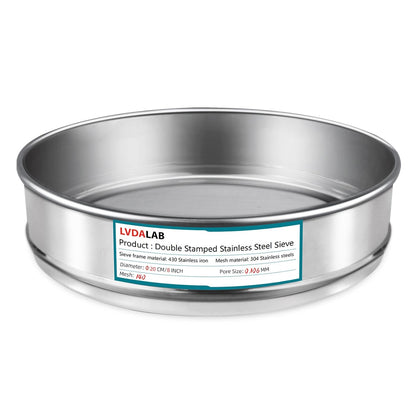 7.9" (20cm) 304 Stainless Steel Lab Sieve, 80 Mesh (0.2mm) Screen Sifter - Colors B