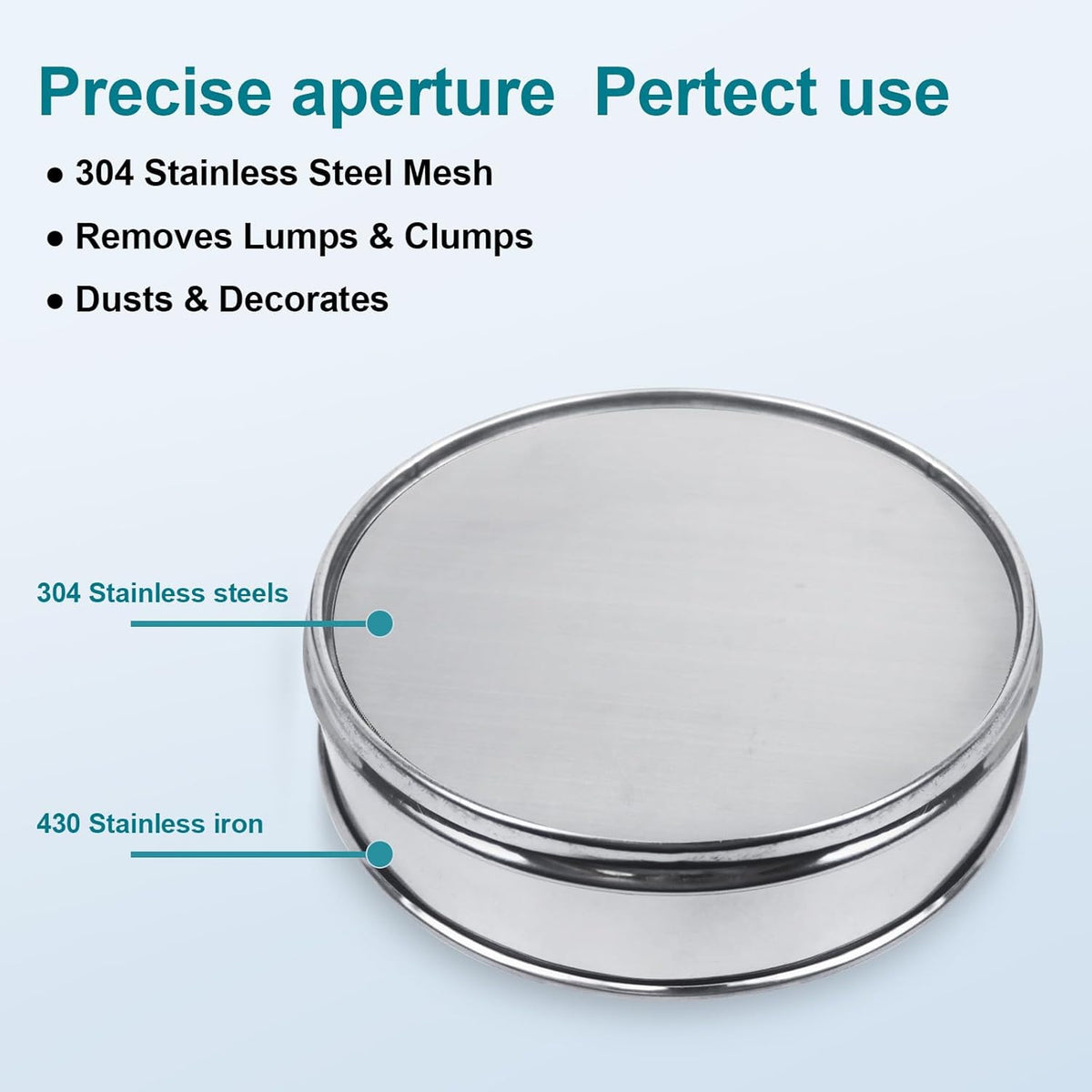7.9" (20cm) 304 Stainless Steel Lab Sieve, 80 Mesh (0.2mm) Screen Sifter - Colors B