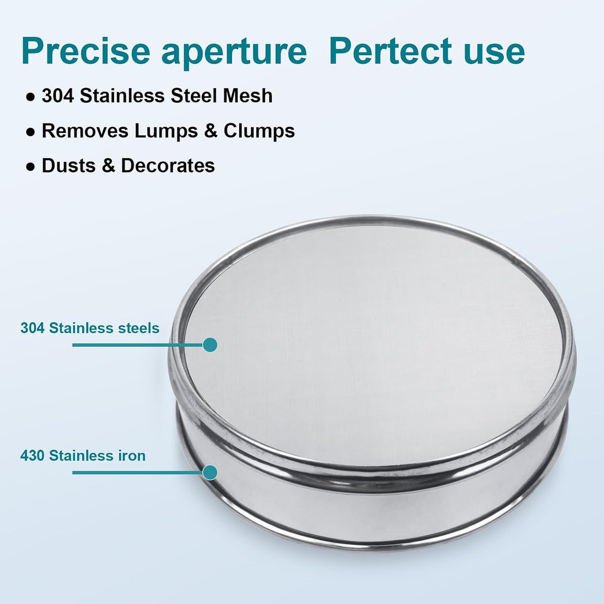7.9" (20cm) 304 Stainless Steel Lab Sieve, 80 Mesh (0.2mm) Screen Sifter - Colors B