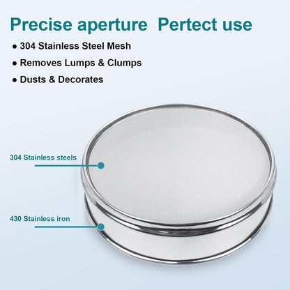 7.9" (20cm) 304 Stainless Steel Lab Sieve, 80 Mesh (0.2mm) Screen Sifter - Colors B