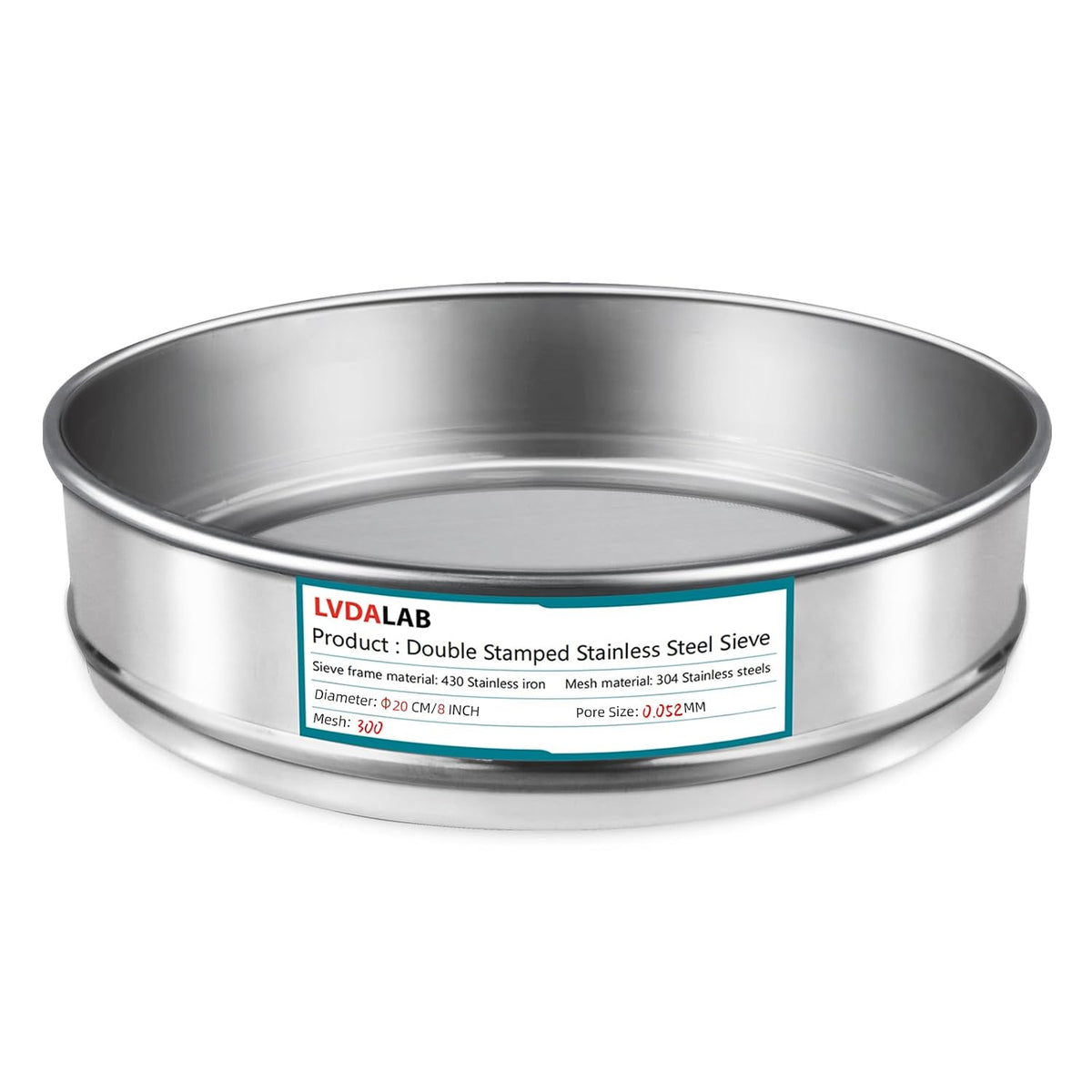 7.9" (20cm) 304 Stainless Steel Lab Sieve, 80 Mesh (0.2mm) Screen Sifter - Colors B