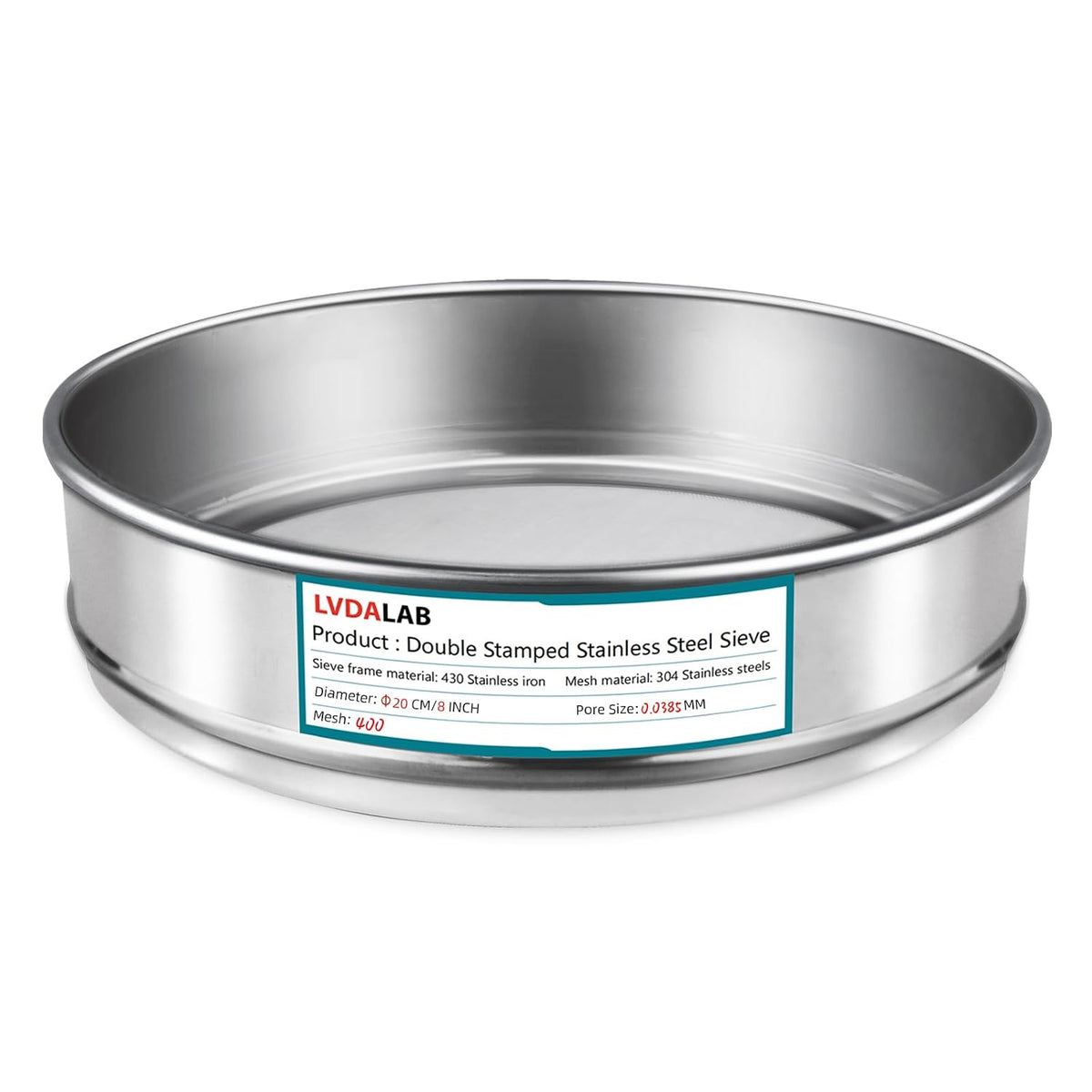 7.9" (20cm) 304 Stainless Steel Lab Sieve, 80 Mesh (0.2mm) Screen Sifter - Colors B
