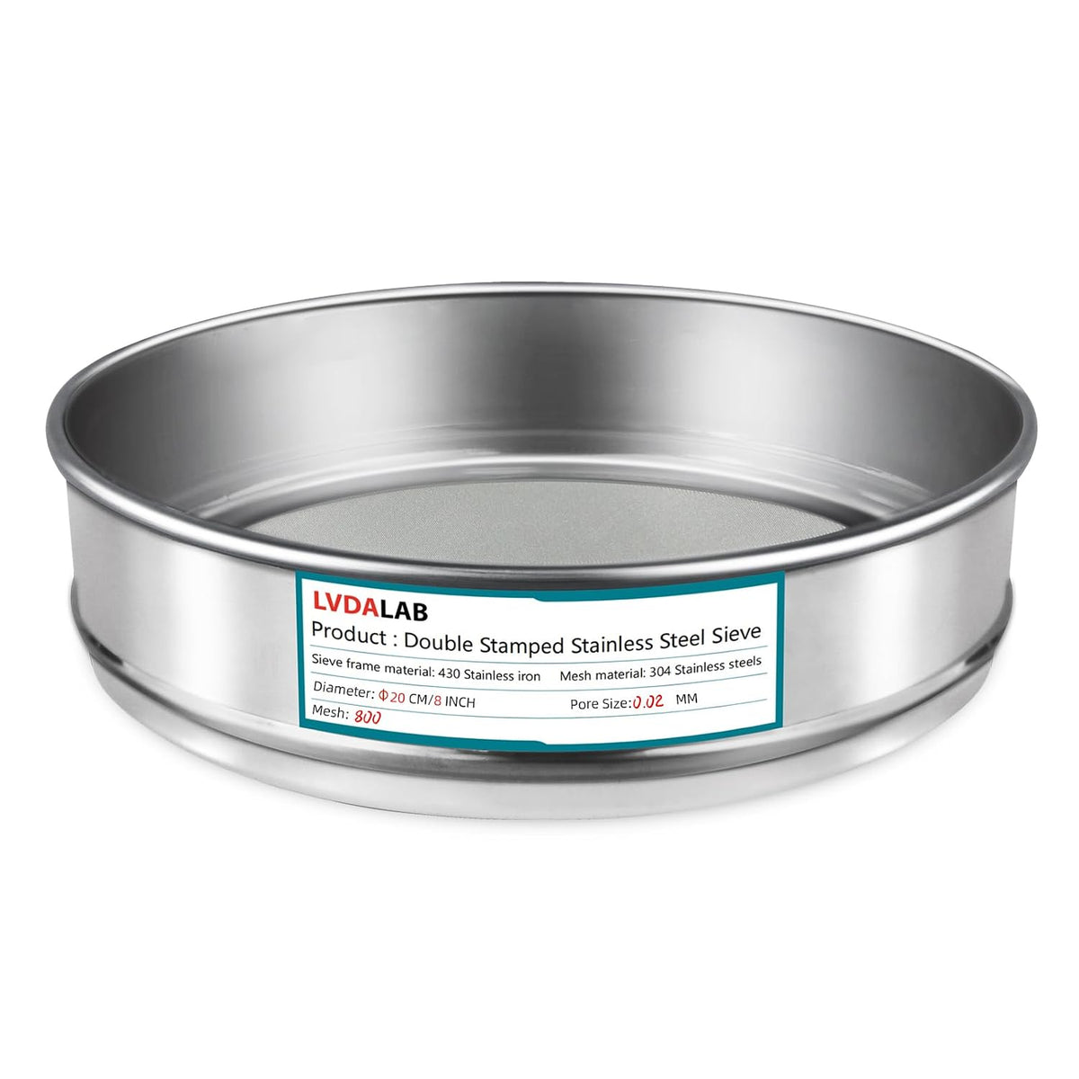 7.9" (20cm) 304 Stainless Steel Lab Sieve, 80 Mesh (0.2mm) Screen Sifter - Colors B