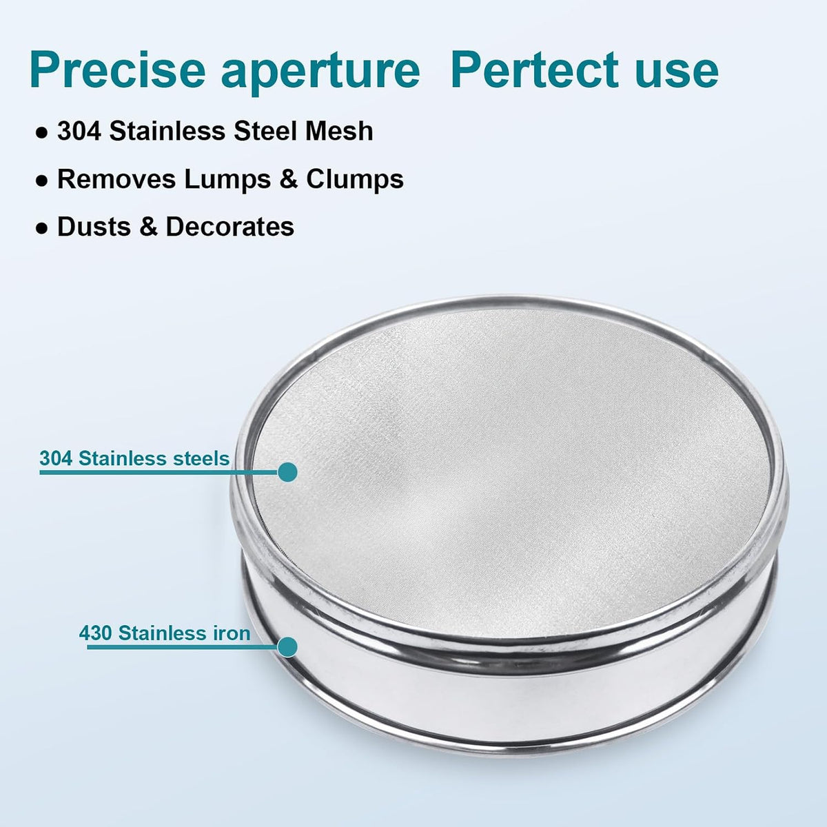 7.9" (20cm) 304 Stainless Steel Lab Sieve, 80 Mesh (0.2mm) Screen Sifter - Colors B