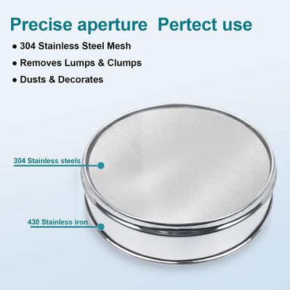 7.9" (20cm) 304 Stainless Steel Lab Sieve, 80 Mesh (0.2mm) Screen Sifter - Colors B