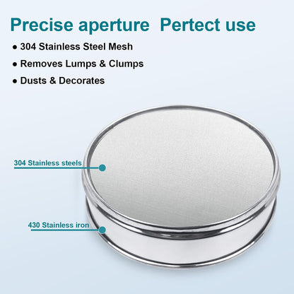 7.9" (20cm) 304 Stainless Steel Lab Sieve, 80 Mesh (0.2mm) Screen Sifter - Colors B