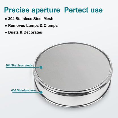 7.9" (20cm) 304 Stainless Steel Lab Sieve, 80 Mesh (0.2mm) Screen Sifter - Colors B