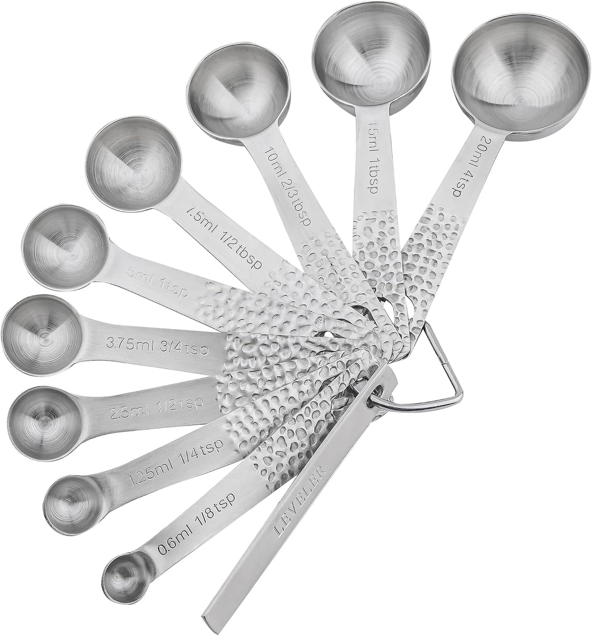 Measuring Spoons Set, 18/8 Stainless Steel Measuring Spoon Set 9 & Leveler, Metal Measuring Spoons for Baking, Kitchen Gadgets Measure Spoons, Measurement Spoons 1/8, 3/4, 4 tsp & 2/3 tbsp