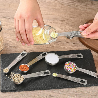 Measuring Spoons Set, 18/8 Stainless Steel Measuring Spoon Set 9 & Leveler, Metal Measuring Spoons for Baking, Kitchen Gadgets Measure Spoons, Measurement Spoons 1/8, 3/4, 4 tsp & 2/3 tbsp