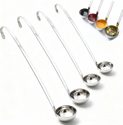 4 Pieces Stainless Steel Soup Ladle Metal Handle Ladle with Pouring Rim,1oz/2oz/3oz/4oz Set Ladles for Cooking Soup Sauce