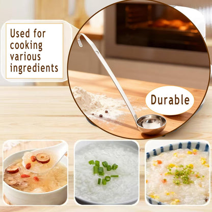 4 Pieces Stainless Steel Soup Ladle Metal Handle Ladle with Pouring Rim,1oz/2oz/3oz/4oz Set Ladles for Cooking Soup Sauce